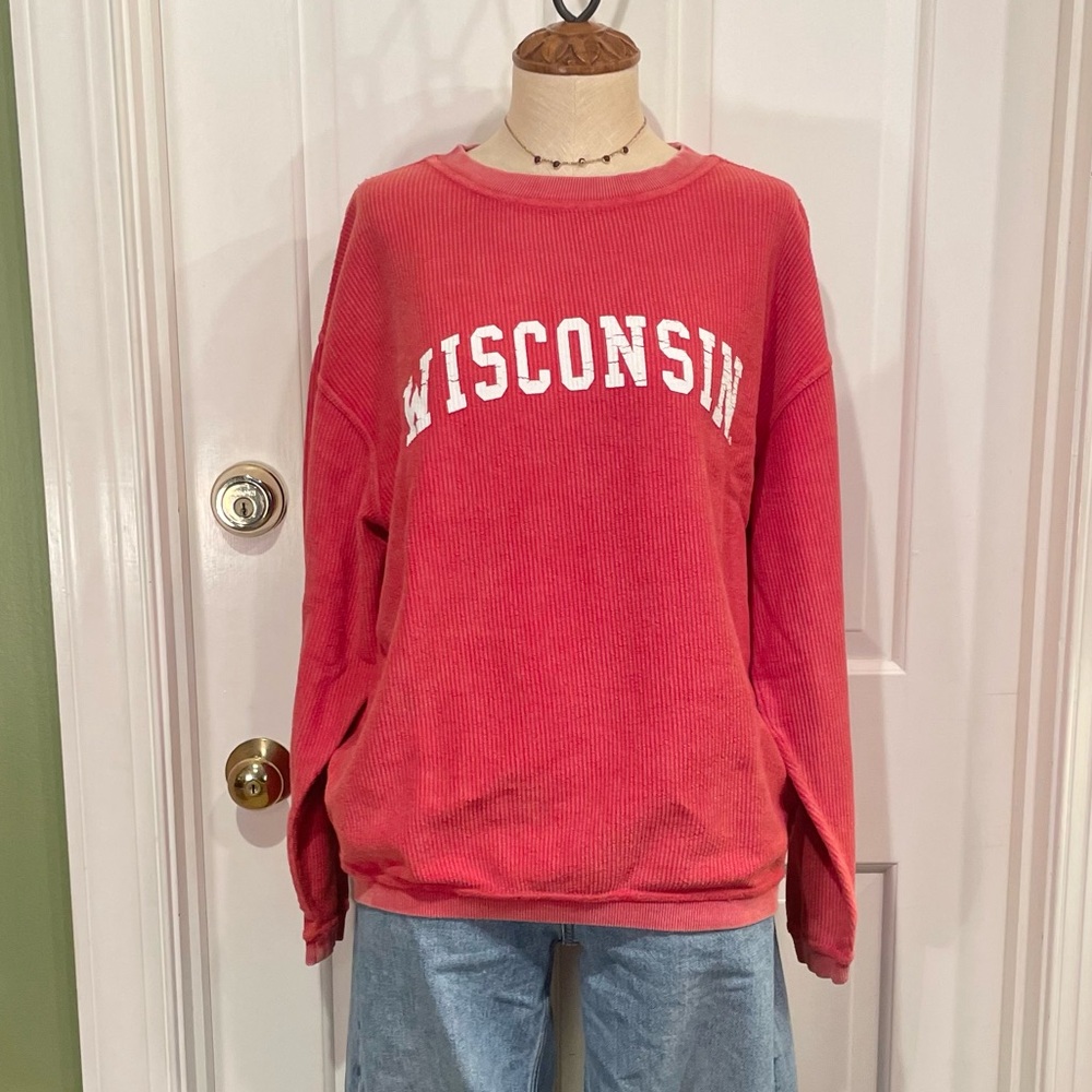 Wisconsin Red Ribbed Sweater